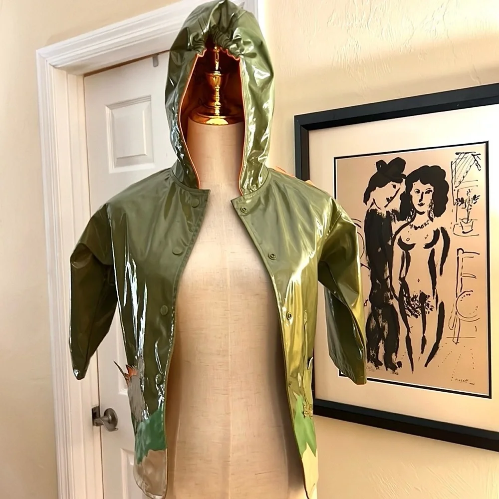 Kidorable,Dinosaur-Themed Orange Raincoat Green Dinosaur Kids Raincoat, Size 4T